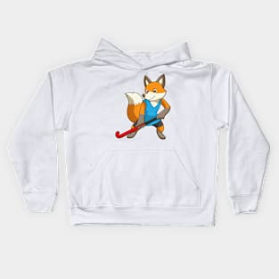 Fox at Hockey with Hockey bat Kids Hoodie